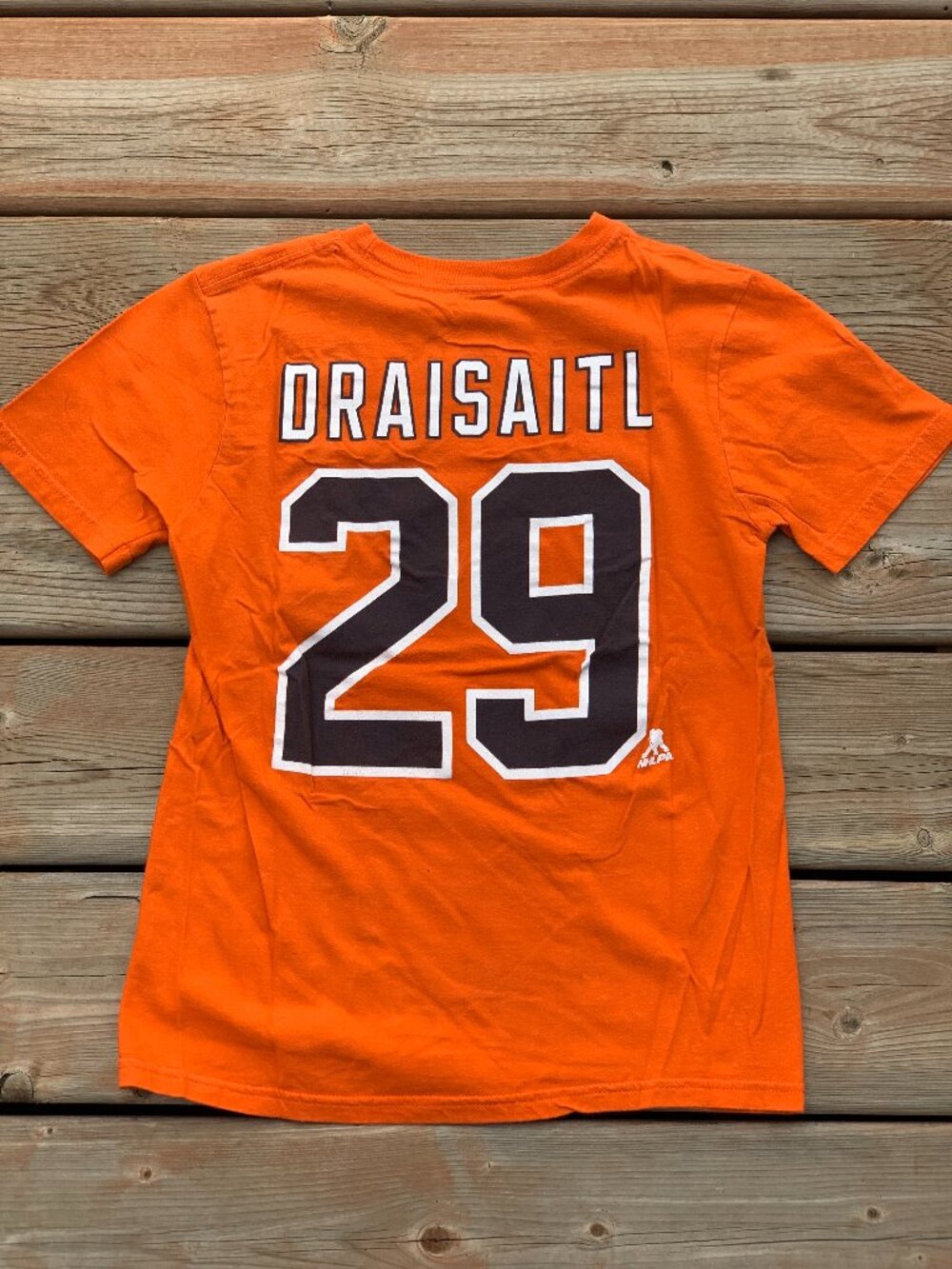 Edmonton Oilers Leon Draisaitl NHL Hockey T-Shirt Youth M 10/12 Orange #29 Tee
